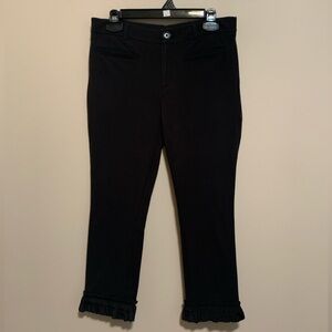 Cartonnier Slim Ankle Pants with Ruffled Hem, size 6